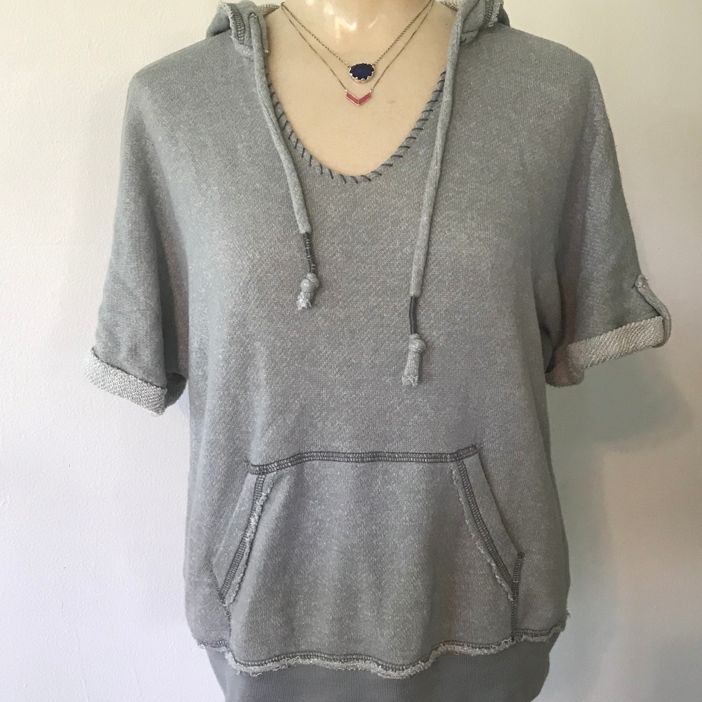 Womens Mudd Grey Hoodie Short Sleeve